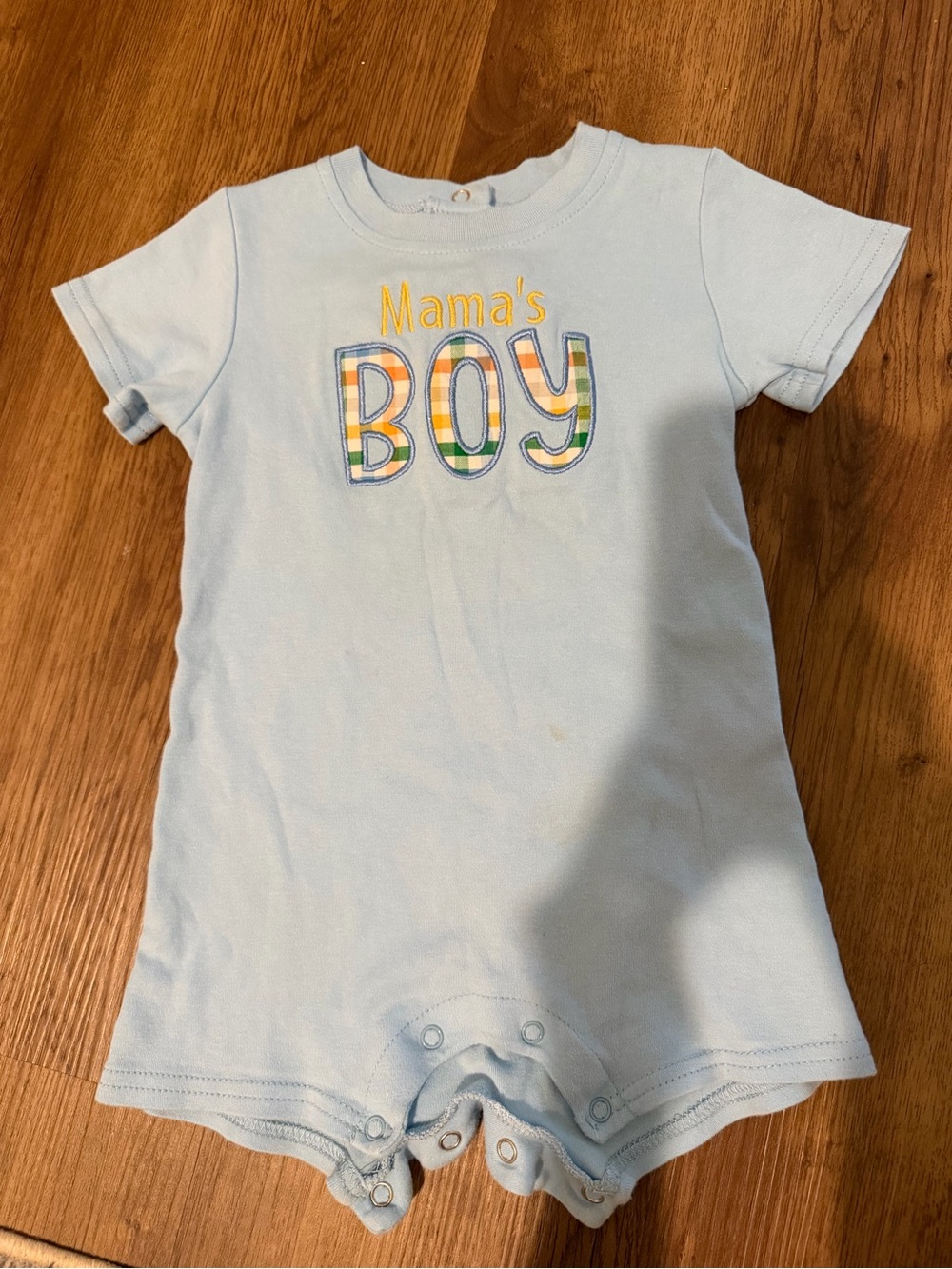 Light Blue "Mama's Boy" Baby One-Piece Bodysuit - Casual Short Sleeve